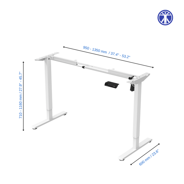 Single Motor | Height-Adjustable Standing Desk Frame (2 Stage) | SM4 Series