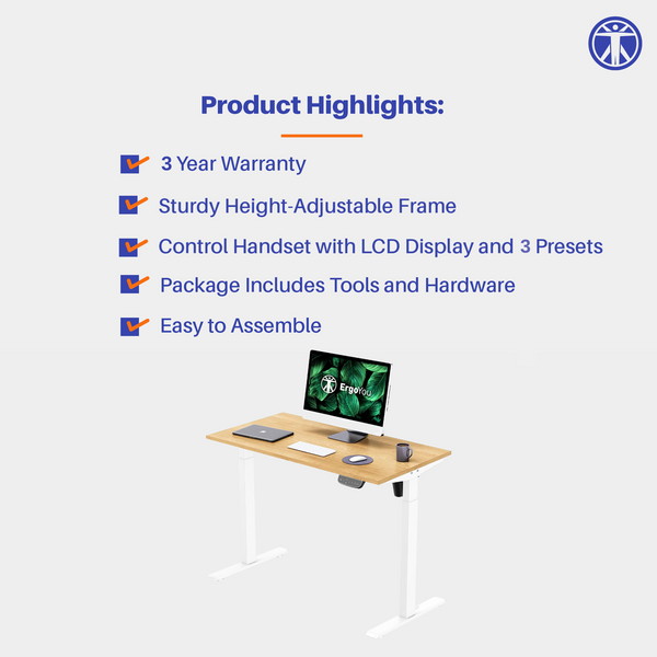 Single Motor | Height-Adjustable Standing Desk Frame (2 Stage) | SM3 Series