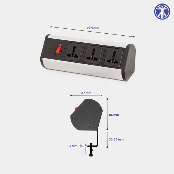 Desk Clamp Power Console | 3 Sockets