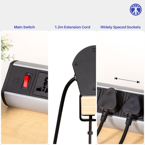 Desk Clamp Power Console | 3 Sockets
